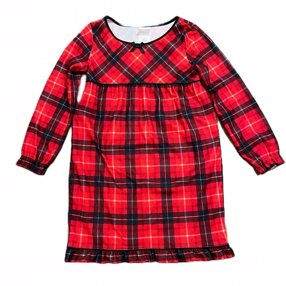 ❤️ Target Girls’ Plaid Holiday Notch Collar Pajama Nightgown | Red | Size 8 - Picture 1 of 10